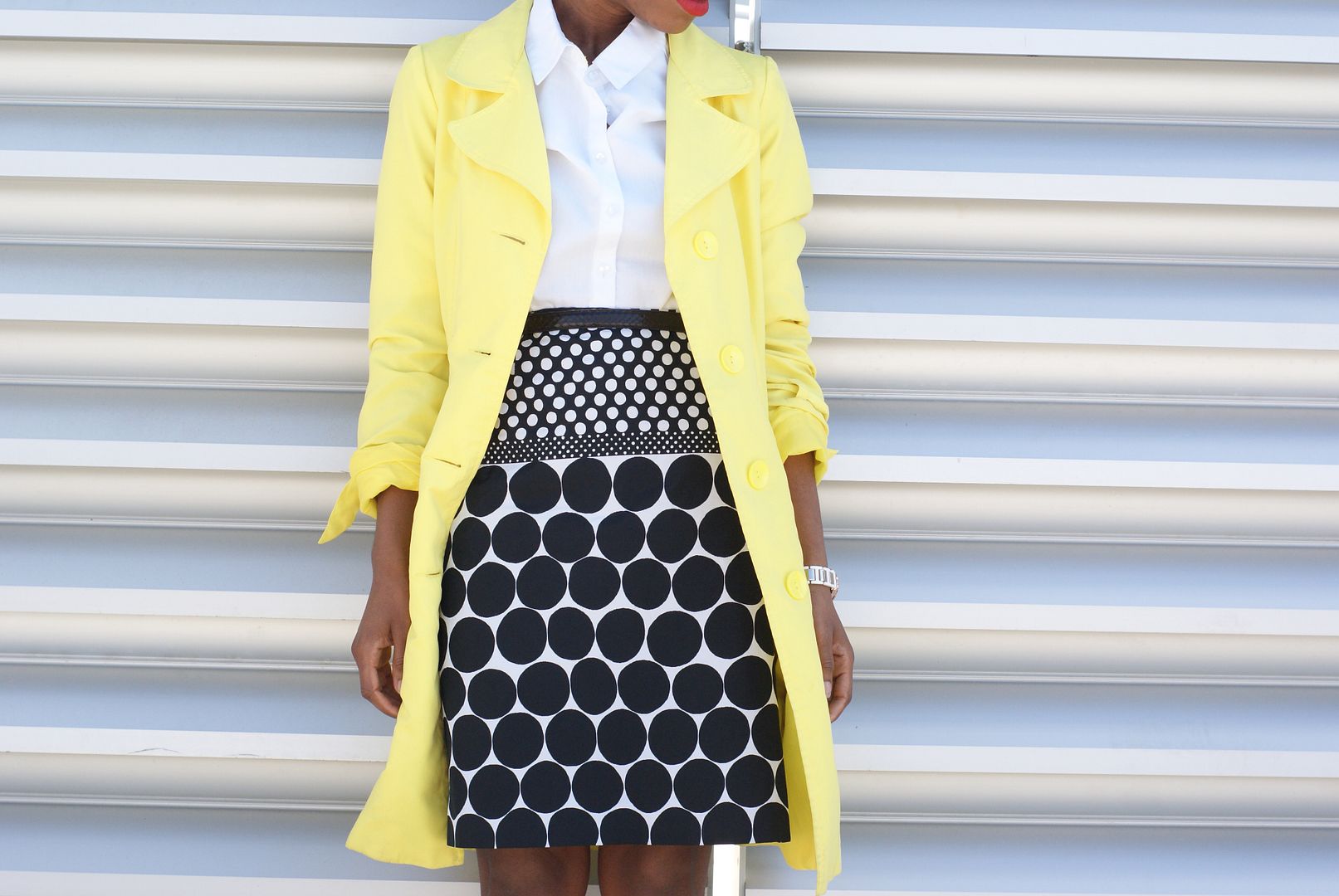 Fashion 95 The Polka Dot Skirt And The Yellow Trench Coat sincerely
